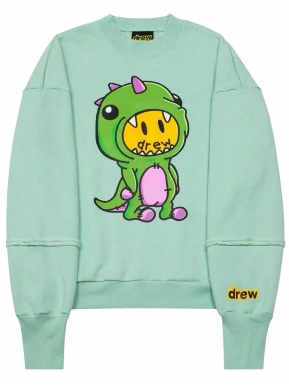 drew house mint green crewneck with logo tag